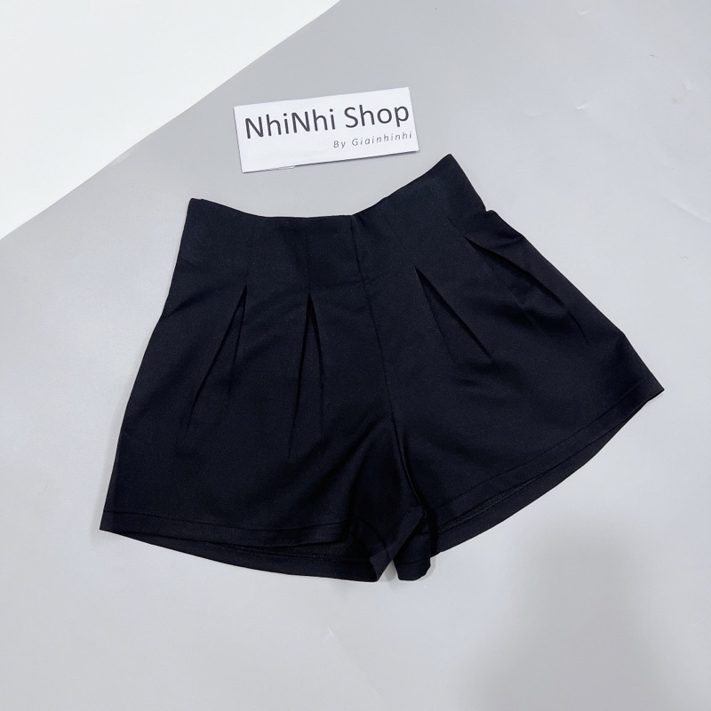 Quần short nữ xếp ly dáng phồng, Quần đùi nữ cạp cao co giãn QS012 - NhiNhi Shop