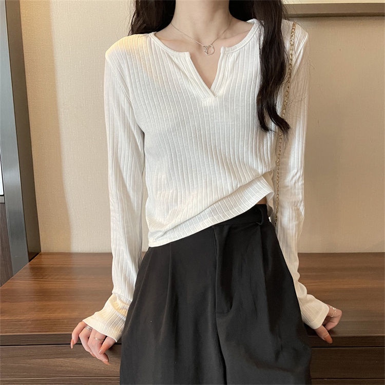 Áo thun COZOKC tay dài dáng ôm màu trơn thời trang