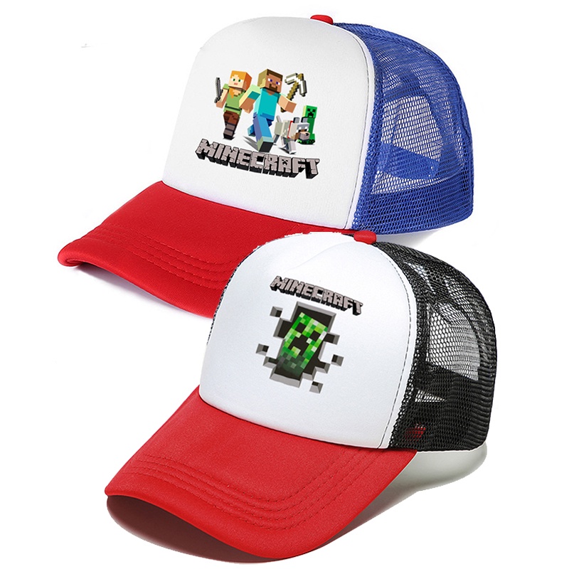 Minecraft Đế Bóng Mũ Hoạt Hình Minecraft Che Nắng Lưới Mũ Trẻ Em Cotton Snapback Thời Trang Bé Trai 