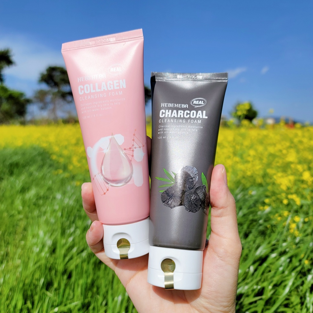 Sữa Rửa Mặt Hebeheba Charcoal - Collagen - Rice - Aloe - Greentea Cleansing Foam 120ml