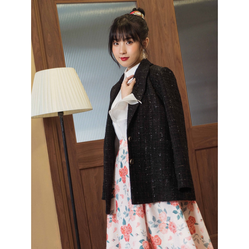 [Mã WABRTL1 giảm 10% đơn 500K] Áo blazer đen_1AK048DE_Lep'
