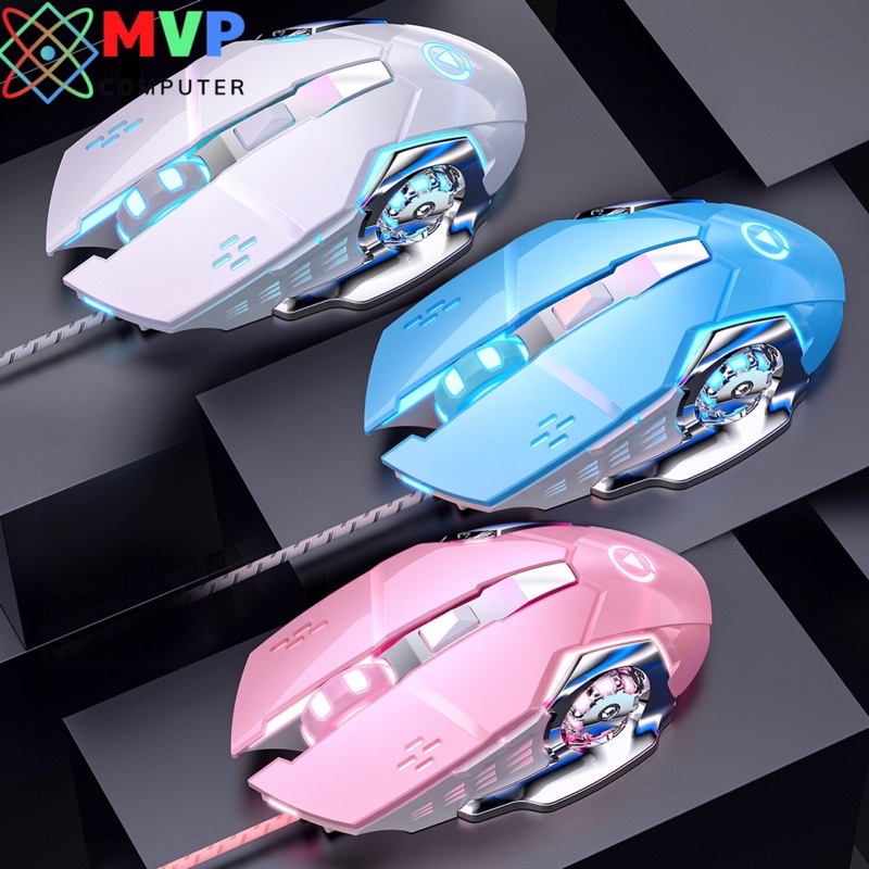 COMBO Bàn Phím Chuột Máy Tính Có Dây Giả Cơ YINDIAO K200 G15 LED Xuyên Chữ Cao Cấp Có 4 Màu Trắng Hồng Xanh Đen