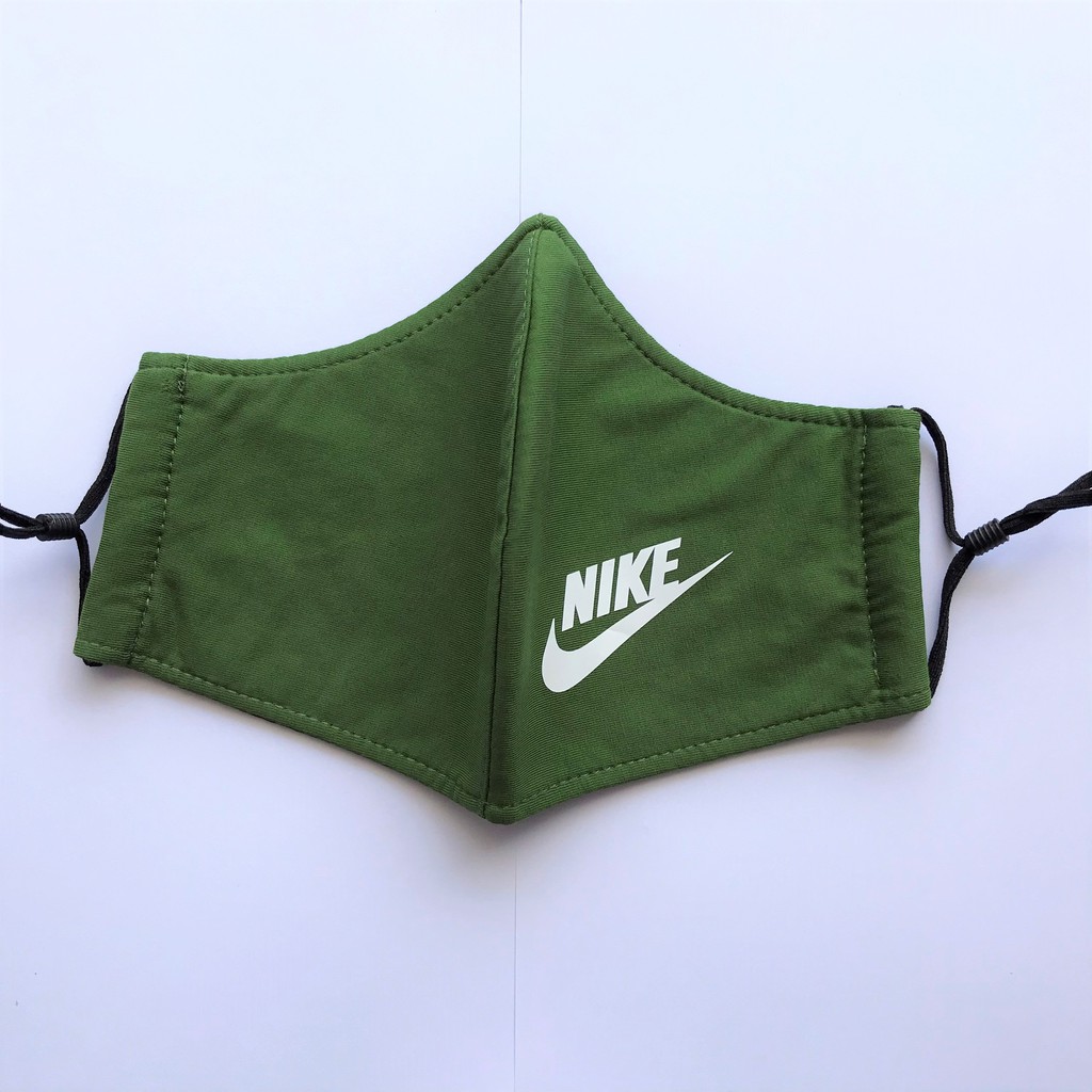 KHẨU TRANG VẢI [ MUA 3 TẶNG 1 ] - Nike Xanh đậm quân đội - Nút tăng giảm dây đeo.