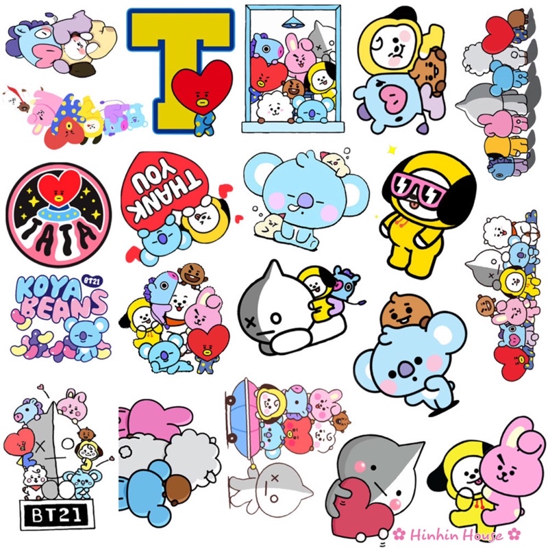 Set 50 Sticker BT21 Chống Thấm Nước Dán Vali, Mũ Bảo Hiểm, Laptop, Guitar, Ván Trượt, Bình Nước, Ô tô, Xe Máy...