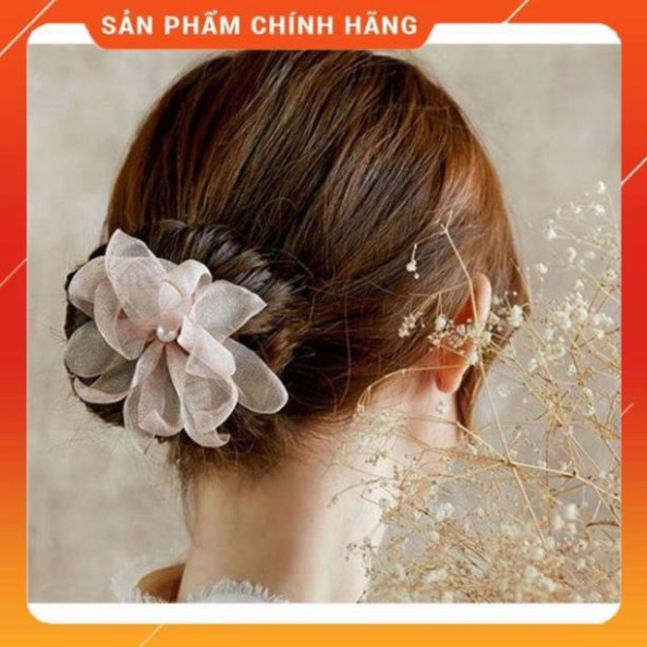 Dụng Cụ Búi Tóc Có Hoa Vải--Thanh Búi Tóc Mẫu Mới Sang Chảng