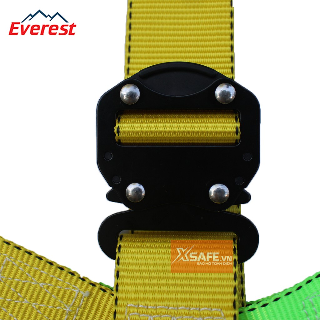 Dây an toàn toàn thân Everest 2 móc thép có chống sốc (khóa bấm) Dây đai an toàn toàn thân 2 móc chính hãng