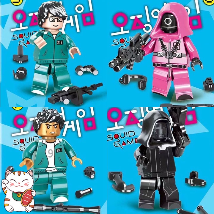 Combo 2 Nhân Vật Kèm Theo Trang Bị Trò Chơi Con Mực Squid Game Đồ Chơi Ghép Hình Lắp Ghép Thông Minh Lego LW MOC DIY