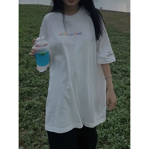 Áo Thun Sadboy Chữ Nhiều Màu Xanh Chuối Áo Thun Tay Lỡ Form Rộng Unisex 38-65kg Nam Nữ