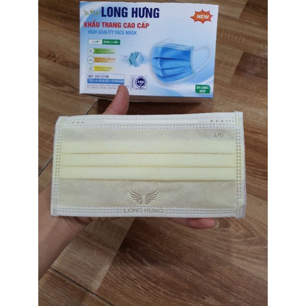 Hộp 50 Chiếc Khẩu Trang y Tế Màu Vàng 4 Lớp