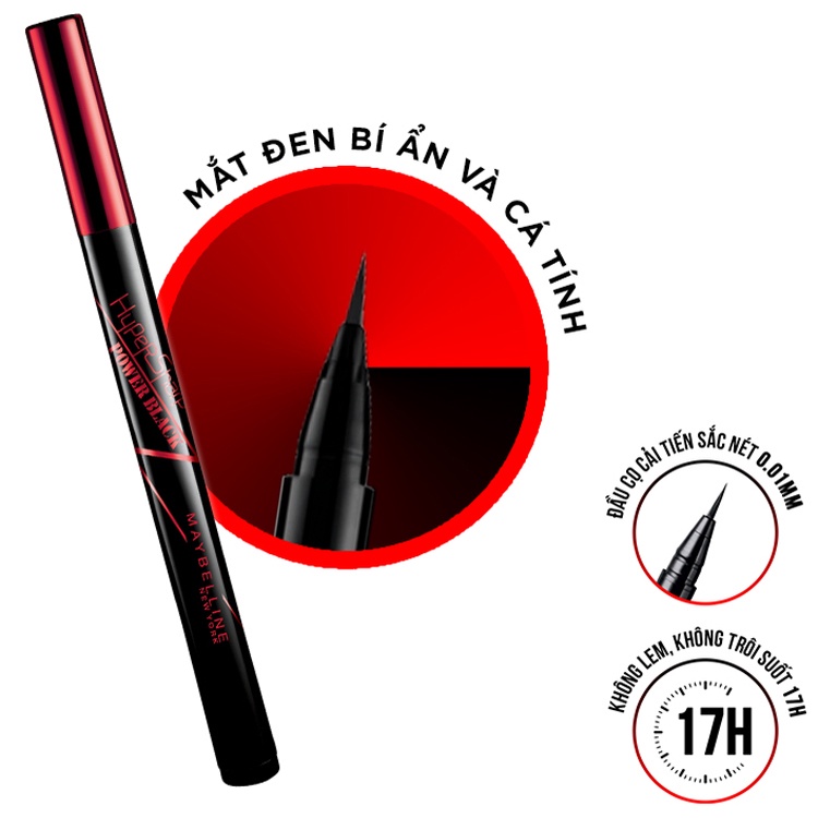 [Chính hãng] Bút kẻ mắt nước siêu mảnh  sắc nét  không trôi Maybelline Hyper Sharp Power Black 0.5g