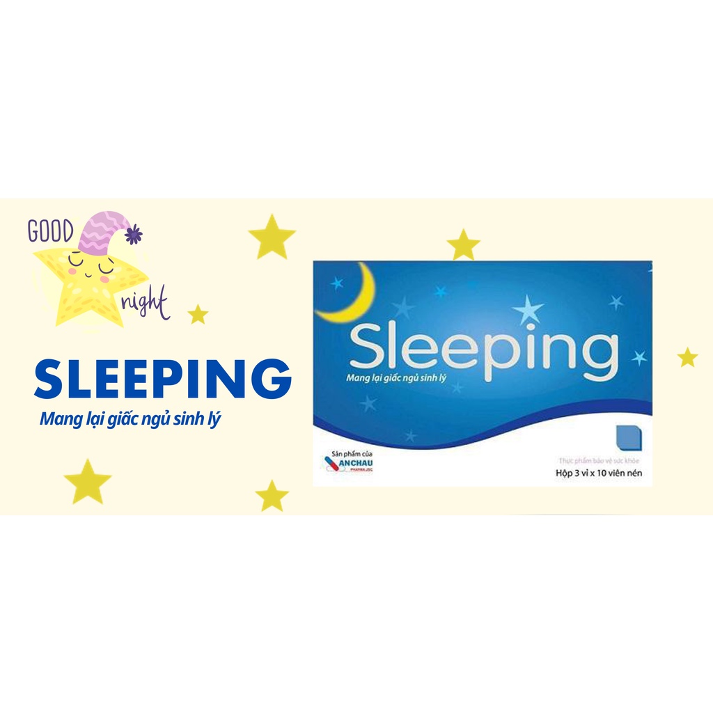 Viên uống sleeping AN CHÂU hỗ trợ giấc ngủ, tạo giấc ngủ ngon sâu giấc hộp 3 vỉ 30 viên - globalPharma