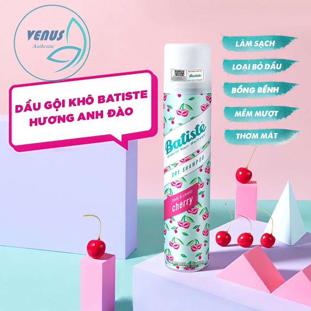 Dầu gội khô Batiste Dry Shampoo 200ml làm sạch tóc hết ngứa gàu và bết dính - Nhập khẩu UK