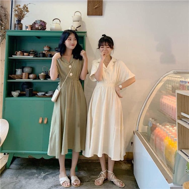 Váy vintage dáng dài 4 màu