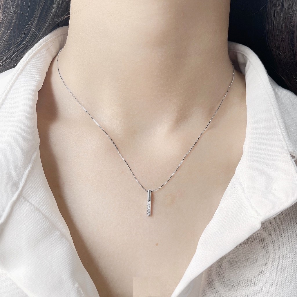 Dây chuyền nữ bạc ta, thanh mảnh đính đá siêu xinh (ảnh thật cuối) vòng cổ bạc ta cho nữ - Mã TSJD06