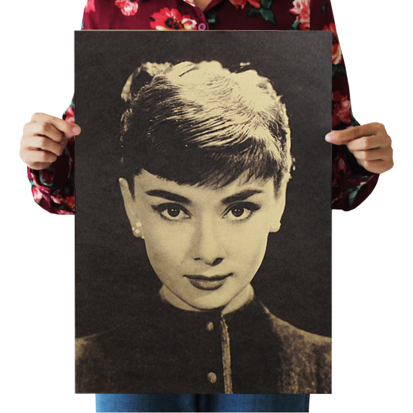 Poster Hình Nữ Diễn Viên Audrey Hepburn Phong Cách Retro
