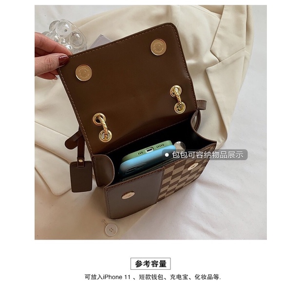 Túi xách nữ dáng vuông kẻ caro 2 quai đeo cầm tay và đeo chéo Zulia's