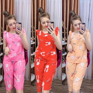 Đồ bộ mặc nhà - đồ bộ lụa họa tiết hình thú dễ thương - lua20