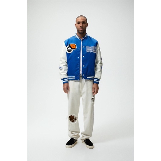 Order áo khoác auth tuồn ZARA của nam Áo khoác bomber phối vải có miếng đáp trang trí