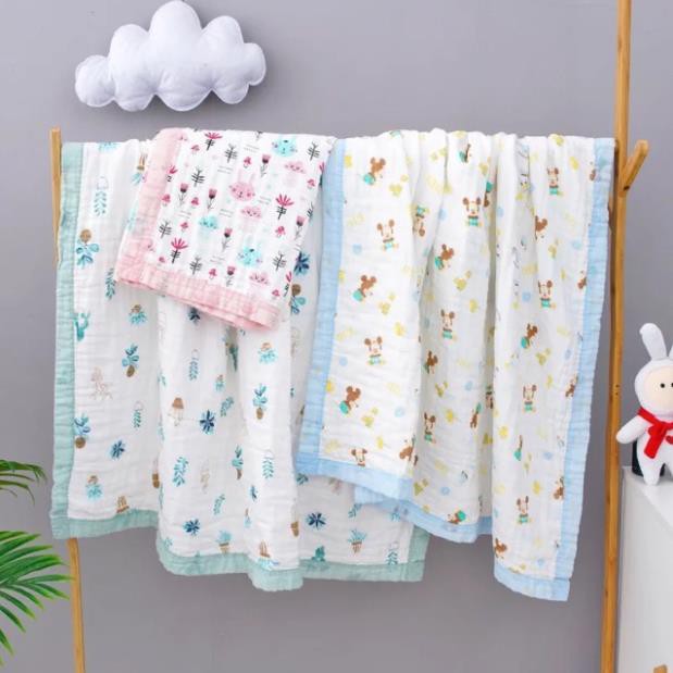 Khăn tắm vải xô 6 lớp Aden&anais vải xô bo viền hàng siêu mềm mại cho bé