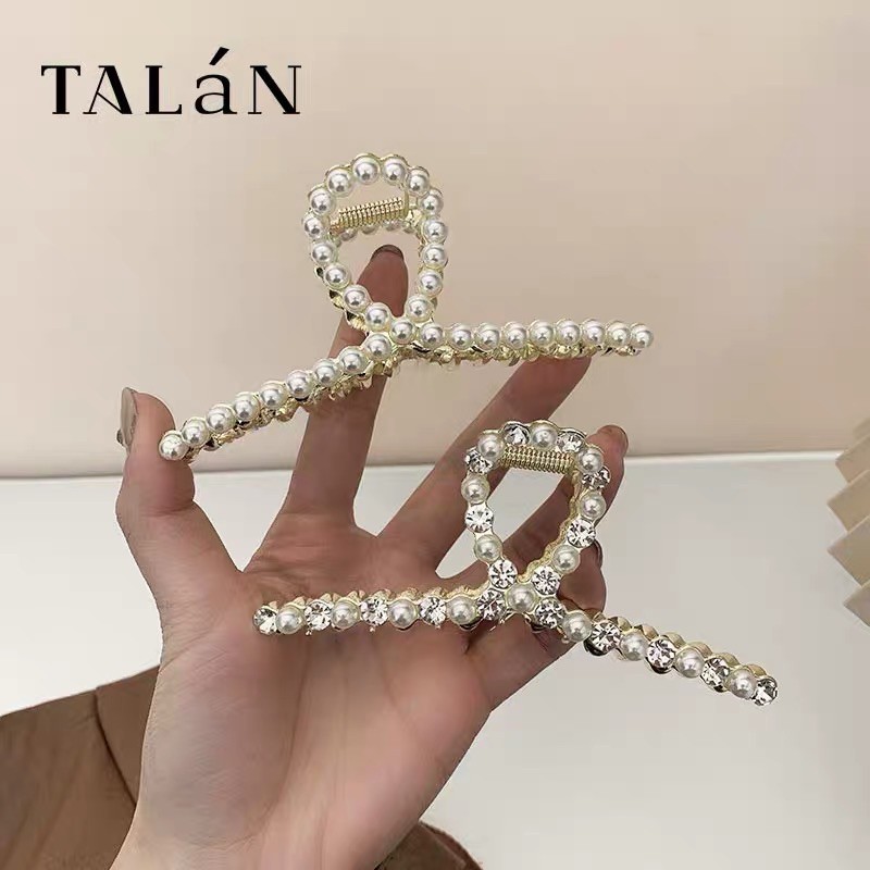 Kẹp tóc kim loại đính đá lấp lánh dễ thương sang chảnh phong cách Hàn Quốc