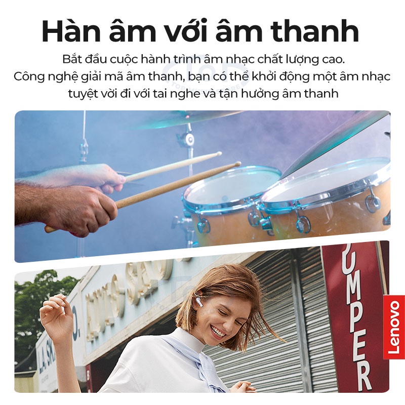Lenovo Tai nghe nhét tai không dây LENOVO XT93 bluetooth 5.2 tích hợp mi cờ rô có thời gian chờ lâu