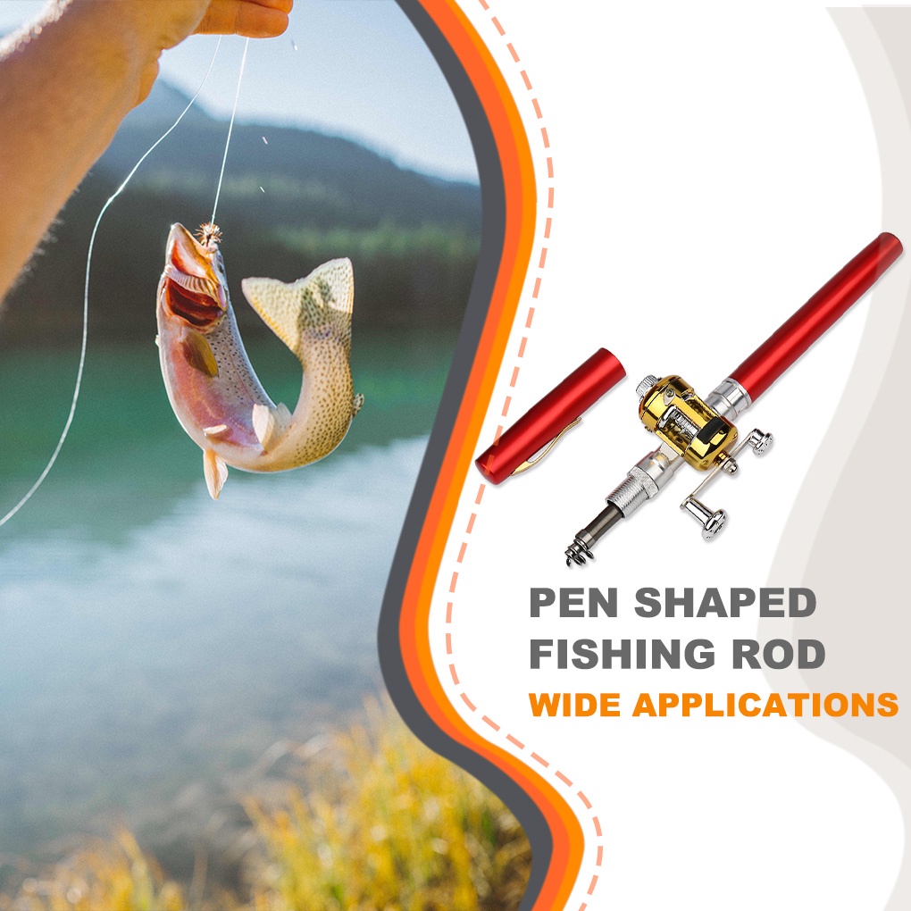 [Global] Pen Shaped Fishing Rod Mini Portable Aluminum Alloy Telescopic Pen Fishing Pole Pocket Fisherman Craft Gift