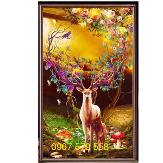 CHỈ LỤA THÊU KÍN - tranh thêu chữ thập kt 65x98 cm CHƯA THÊU