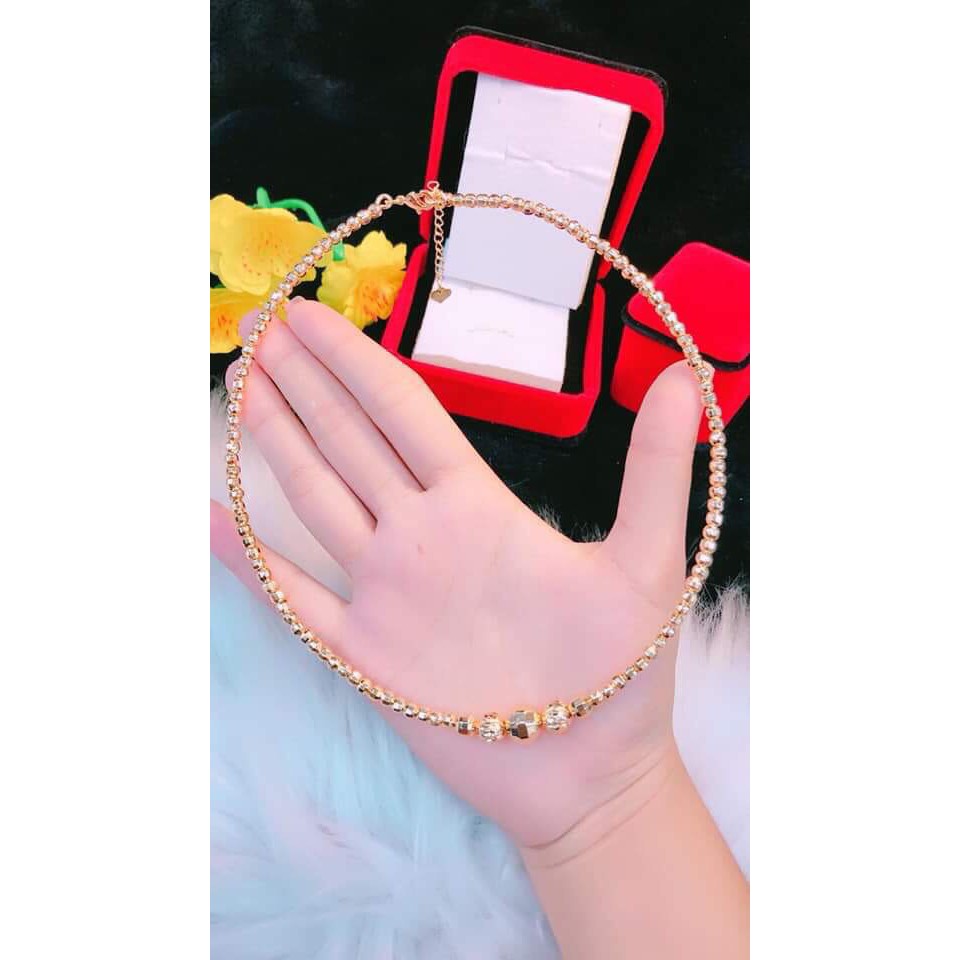 Kiềng cổ bi nữ xi dát vàng 18k cao cấp