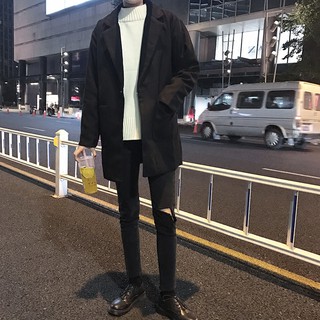 (ORDER) Áo blazer dạ đen trơn form rộng