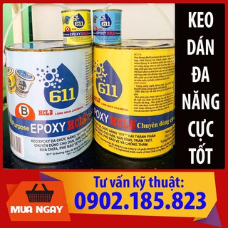sx- Keo dán đa năng 2 thành phần Epoxy HCLB 611 (bộ 2,8kg): gỗ, nhựa, bê tông, gạch, đá