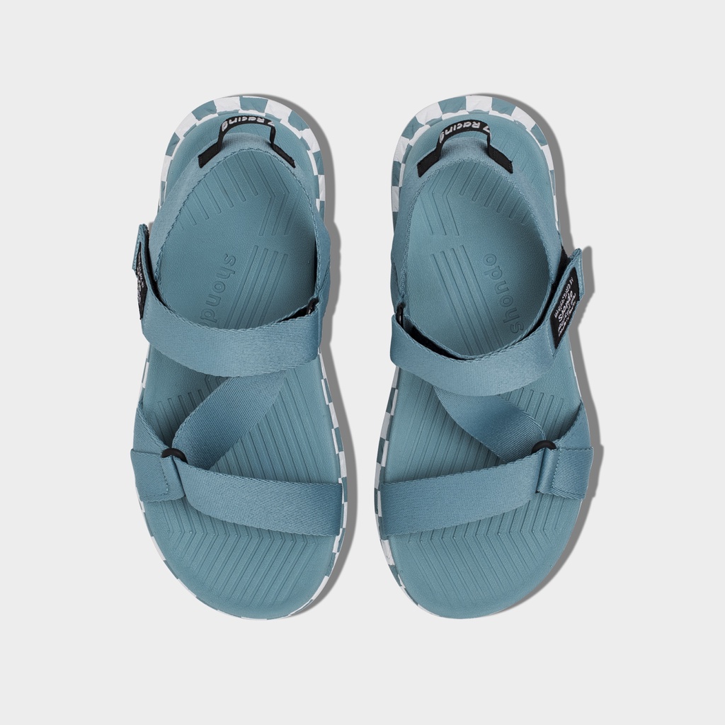 Giày Sandals Nam Nữ Unisex Shondo F7 Racing Caro Xanh F7C3232