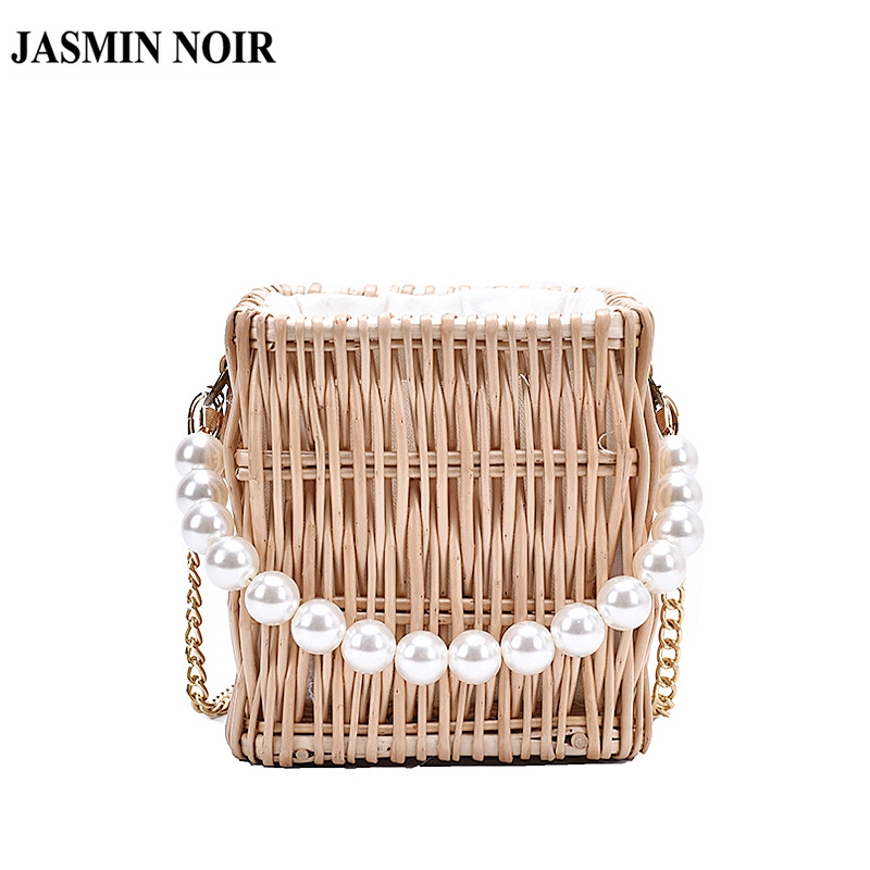 Túi đeo vai JASMIN NOIR trang trí hạt ngọc trai phong cách vintage sành điệu cho nữ