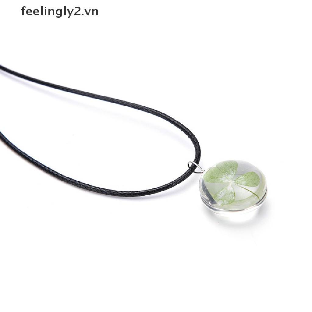Vòng cổ Mặt Cỏ Bốn Lá Xanh Thật Làm Quà Tặng