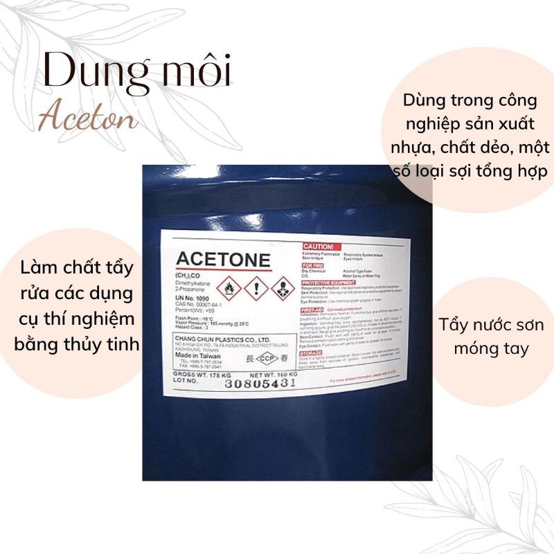 Dung môi ACETON tẩy móng tay, lau chùi, pha keo