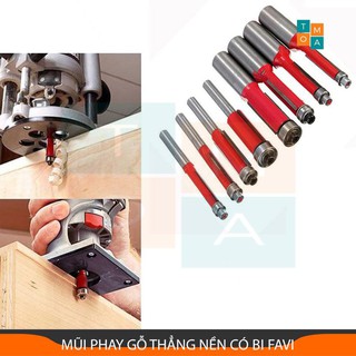 MŨI PHAY GỖ THẲNG NỀN CÓ BI FAVI - MŨI SOI GỖ CAO CẤP CỐT 6.35MM