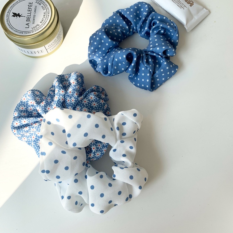 Dây buộc tóc chiffon co giãn màu in họa tiết phong cách Hàn Quốc cho nữ