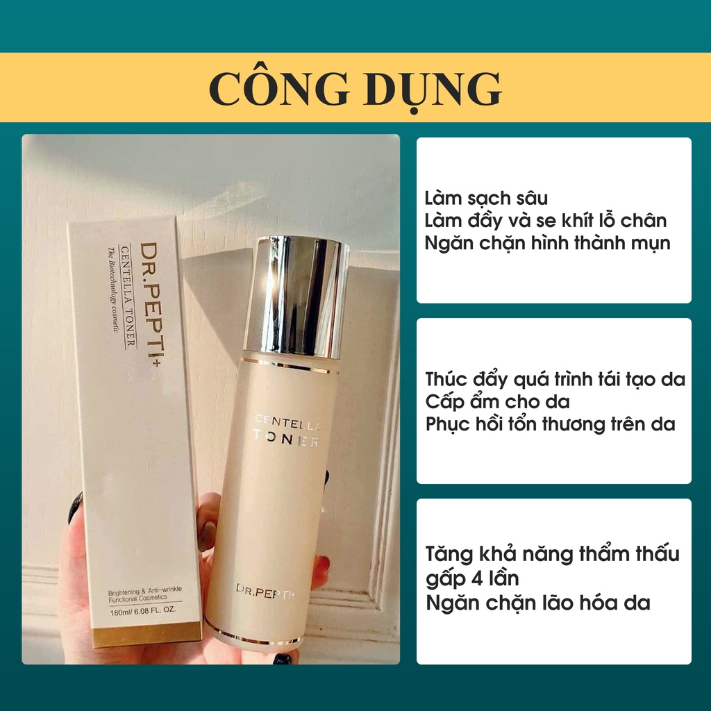 Nước Hoa Hồng Dưỡng Da Căng Bóng Dr.Pepti Centella 180ml