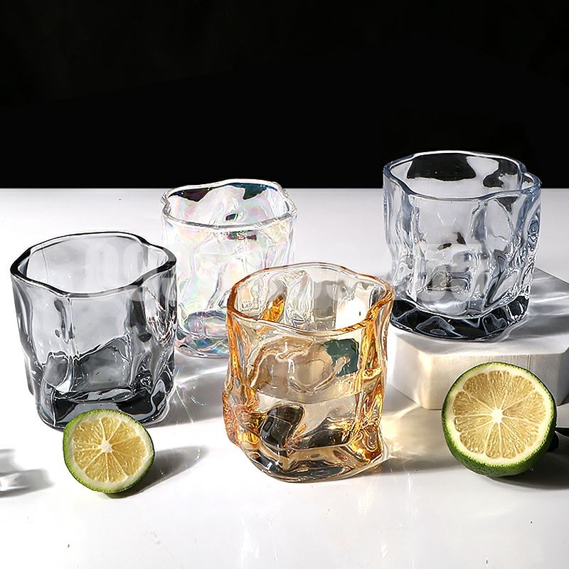 Ly rock uống rượu ngoại phong cách Bắc âu, ly sóng nước thủy tinh chịu nhiệt cốc uống whisky