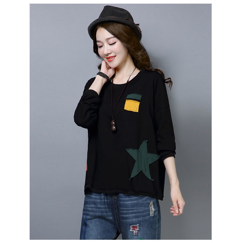 Áo Thun Tay Dài In Họa Tiết Thời Trang Cho Phụ Nữ Trung Niên