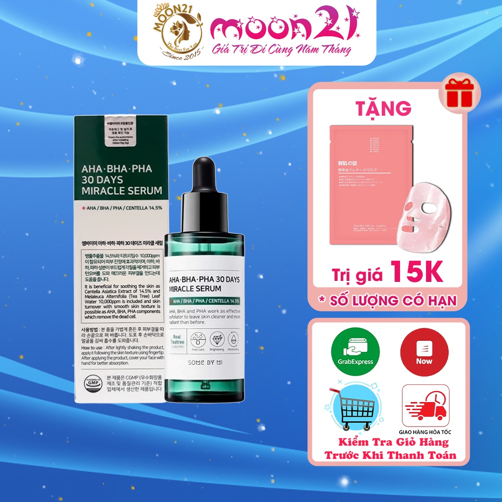 Serum Some By Mi, Tinh chất ngừa mụn hiệu quả cho da mụn Some By Mi AHA-BHA-PHA 30 Days Miracle Serum 50ml Auth Hàn Quốc