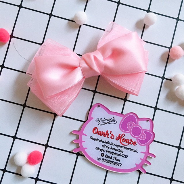 Kẹp nơ 3 tầng( lụa satin phối voan)