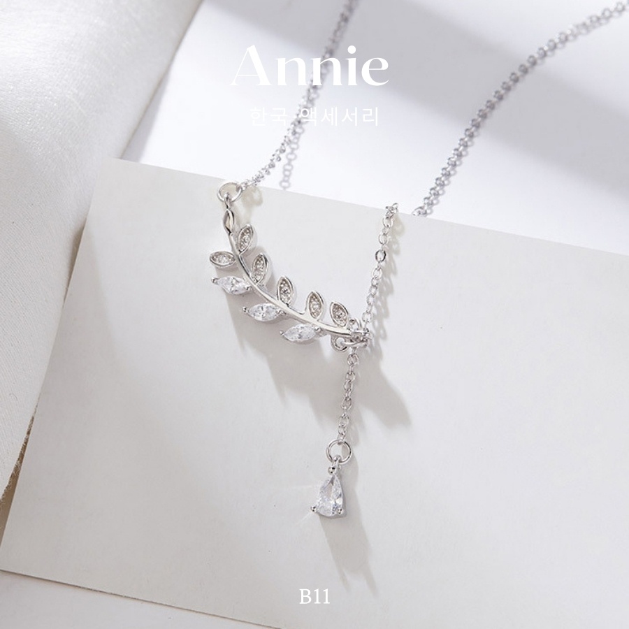 Dây chuyền chiếc lá đính đá pha lê sang trọng cao cấp dành cho nữ ANNIE - B11