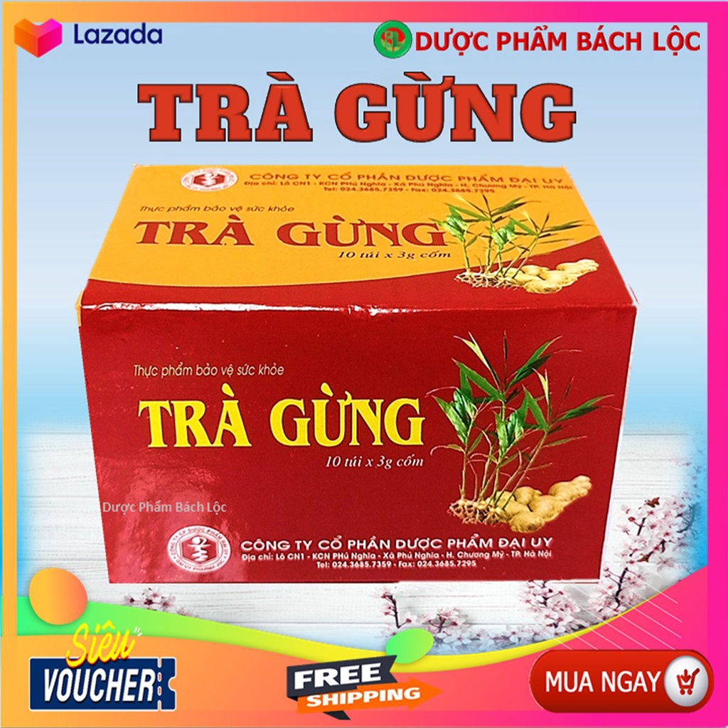 Trà Gừng Hỗ Trợ Làm Ấm Bụng,Giảm Đầy Hơi, Khó Tiêu, Buồn Nôn, Hỗ Trợ Triệu Trứng Do Hạ Huyết Ap, cảm Lạnh