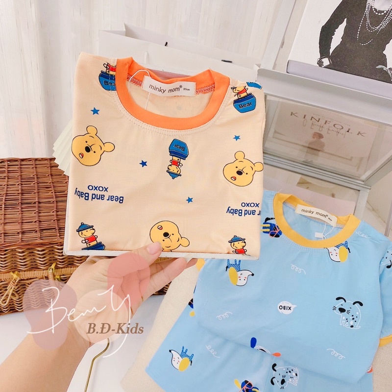 (7-28kg) Bộ Thun lạnh Minky Mom cao cấp ❤️ freeship ❤️ đồ bộ cho bé trai bé gái in khủng long gấu snoopy