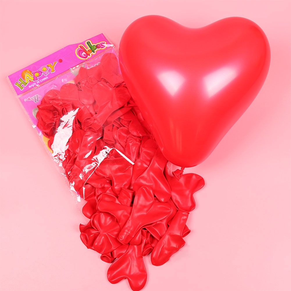 Bộ 100 bóng bay hình trái tim 10 inch trang trí tiệc