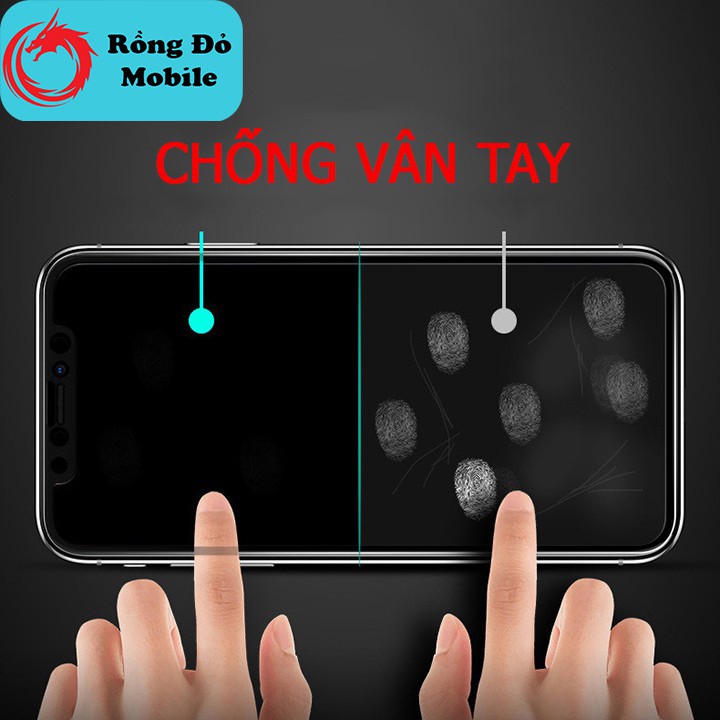 Kính cường lực chống bám vân tay iphone full màn cho 6/7/8/7+/8+/X/XR/XS MAX/11/11 Pro Max/12/12 Pro Max Rồng Đỏ Mobile