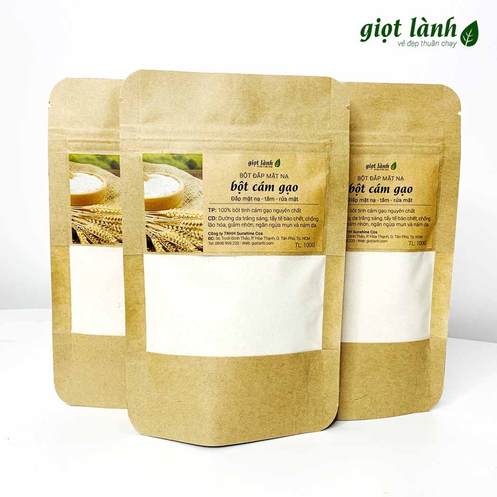 Bột Cám Gạo nguyên chất - Da trắng sáng, mịn màng Giọt Lành 100 Gram