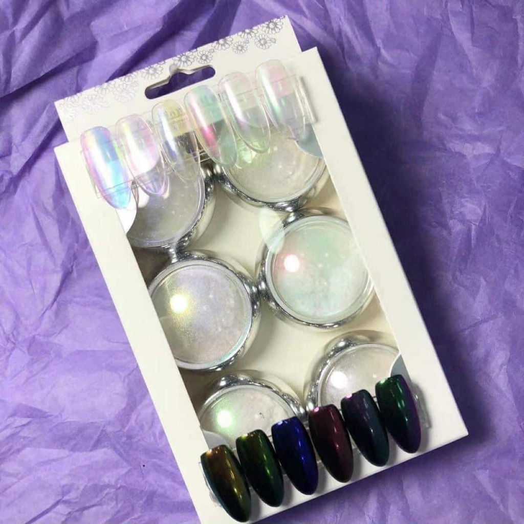 Bột nhũ tráng gương ngọc ánh trai set 6 hũ