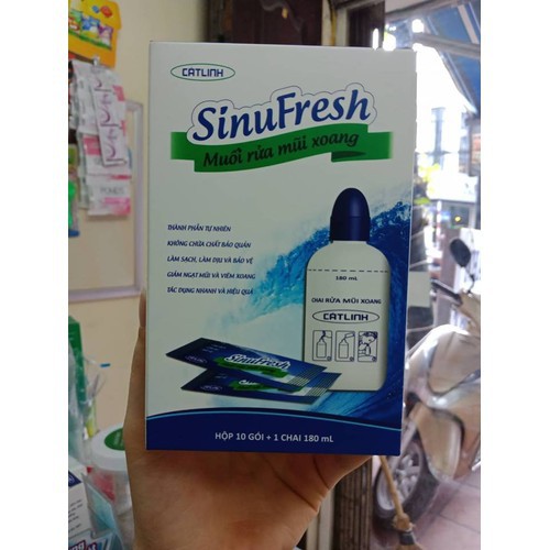 Bình Rửa Mũi Xoang Cát Linh SinuFresh + 10 Gói Muối( Tặng kèm 1 hộp muối BBM Cát Linh )