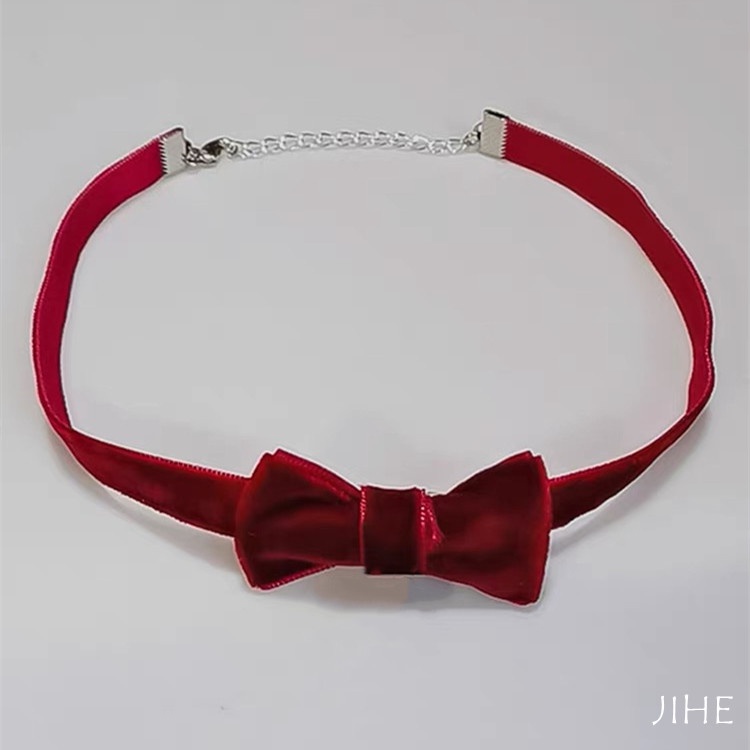【JIHE】Vòng Cổ choker Màu Đỏ Rượu Vang Thiết Kế Đơn Giản Thời Trang